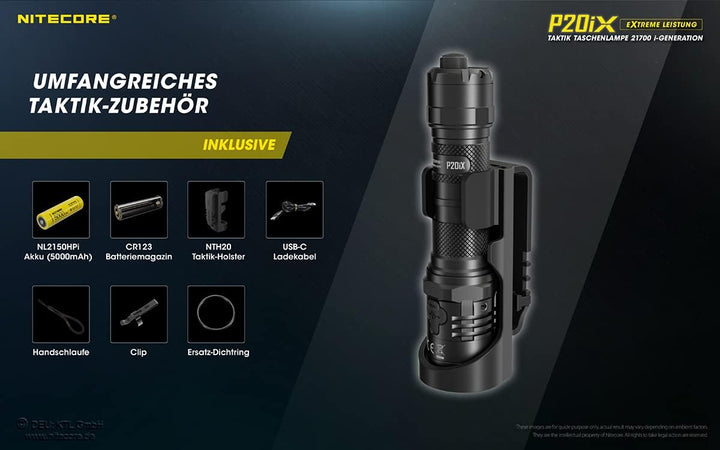 Nitecore P20iX - 4000 Lumen, integrierte Ladefunktion, inkl. Li-Ion Akku Single, Single