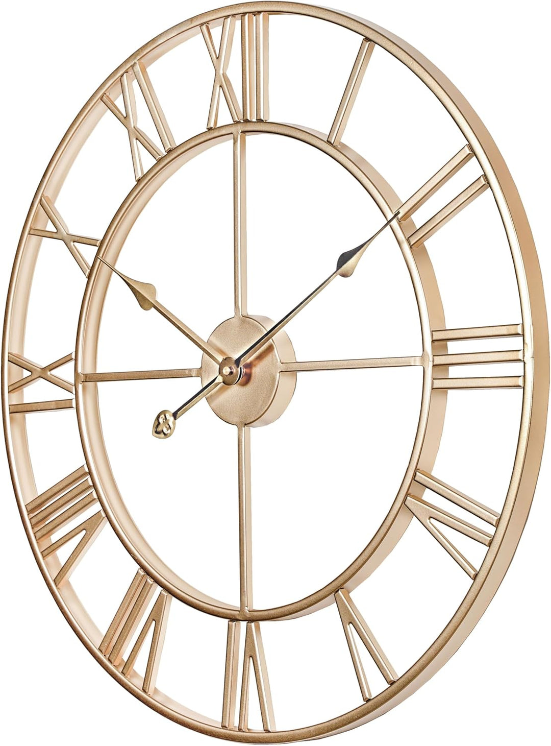 Grosse Wanduhr im Vintage-Stil, rund, geräuschlos, Gold. Gratis dazu EIN Extraset Uhrzeiger in Schwa