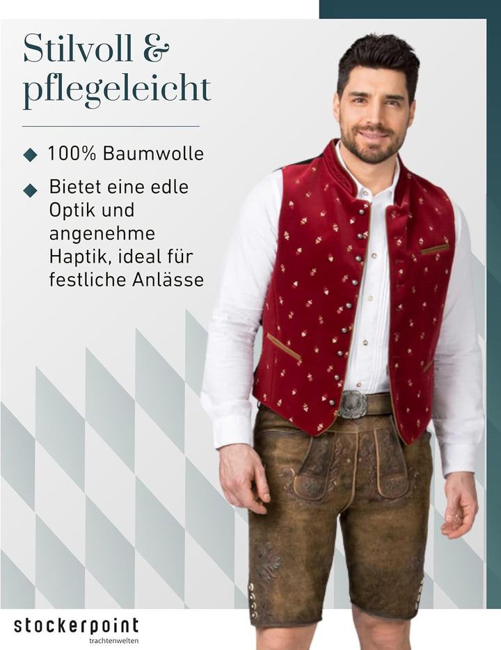Stockerpoint Herren Calzado Trachtenweste (1er Pack) 54 dunkelrot, 54 dunkelrot