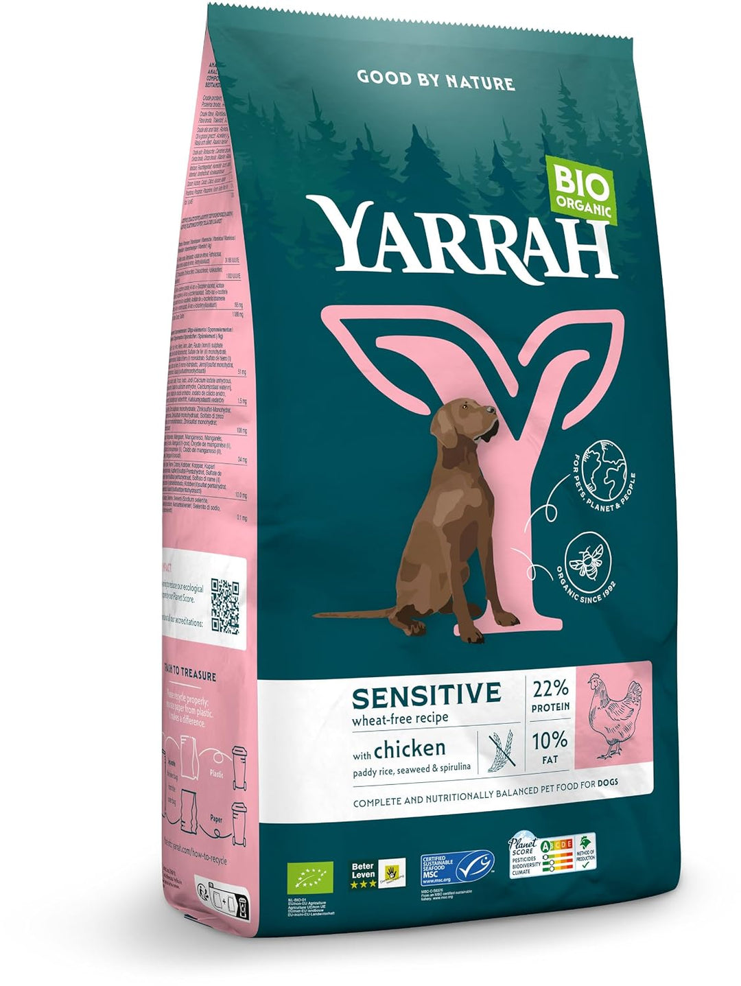 Yarrah - Trockenfutter Sensitive mit Huhn &amp; Reis für Hunde Bio - 2 kg - 4er Pack