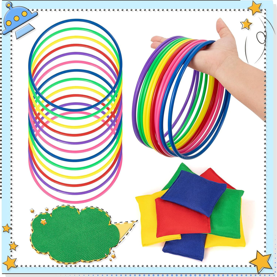 OOTSR 20 Stück Nylon Sitzsäcke Ringe Werfen Spiel Sets für Kinder, Sitzsäcke Werfen Legged Race für