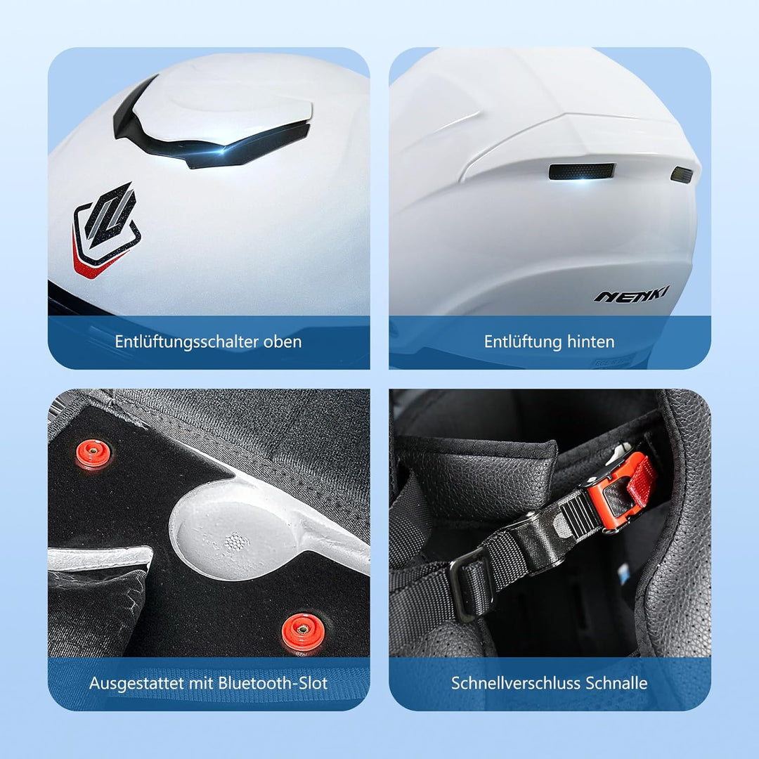 NENKI Jethelme Halbhelme Rollerhelm Sturzhelm Chopper Helm,Motorradhelm ECE 22.06 mit Doppelvisier S