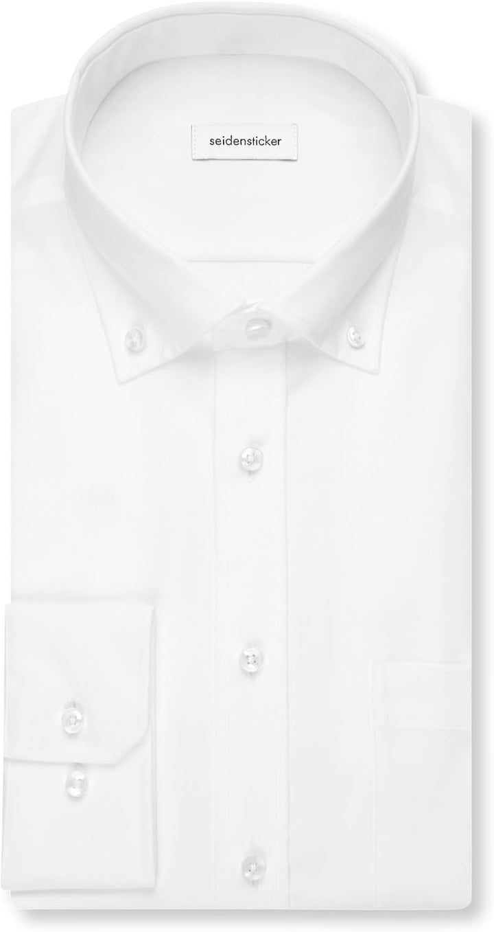 Seidensticker Herren Regular Bügelfrei Button-down Langarm Businesshemd 46 Weiss (White 000), 46 Wei