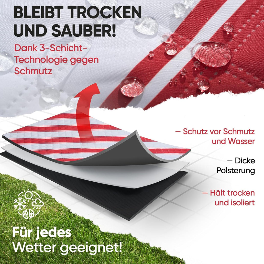 Picknickdecke wasserdicht 150x200cm isoliert & gepolstert - Stranddecke sandfrei – ideal für Camping