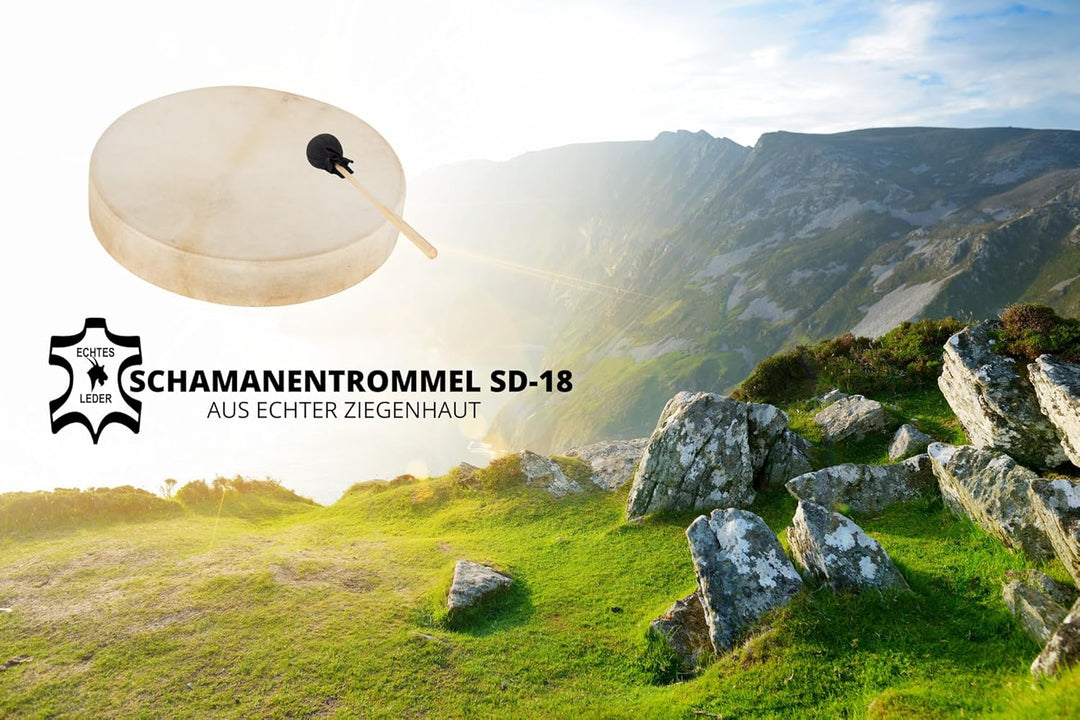 Classic Cantabile SD-18 Schamanentrommel 18" - Mit Ziegenfell bespannt - Durchmesser: 46 cm - Tiefe: