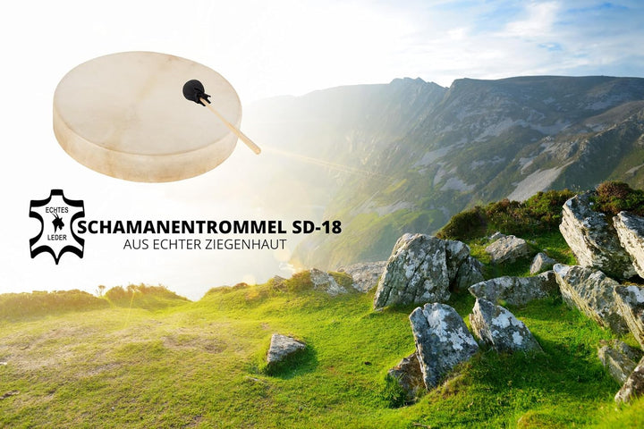 Classic Cantabile SD-18 Schamanentrommel 18" - Mit Ziegenfell bespannt - Durchmesser: 46 cm - Tiefe: