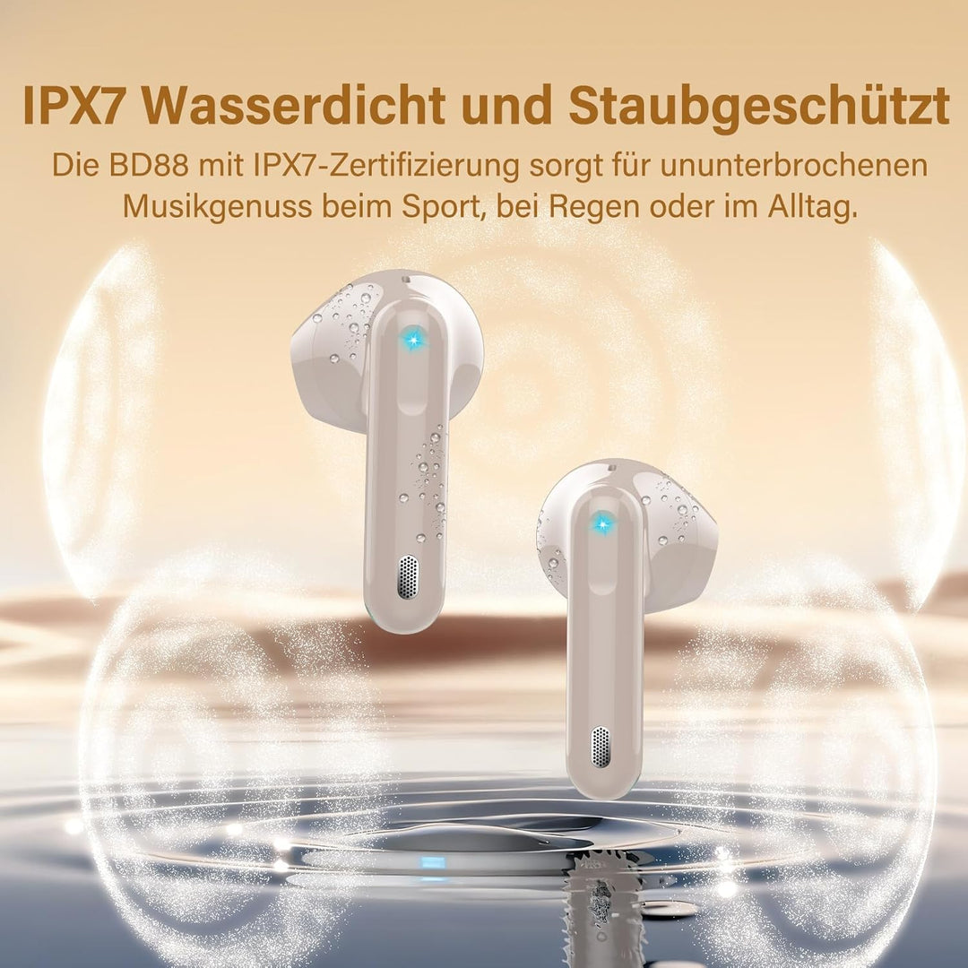Bluetooth Kopfhörer, Kopfhörer Kabellos Bluetooth 5.4, Hi-Fi Sound in-Ear-Kopfhörer mit ENC Noise Ca