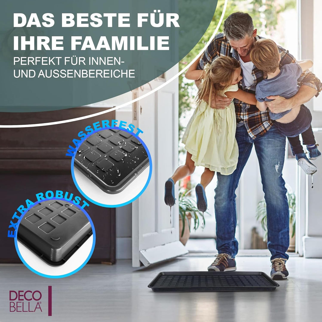 DECOBELLA Schuhabtropfschale 3 Stück | Schuhtablett Grau | Schuhablage, für Ihre schmutzigen Schuhe