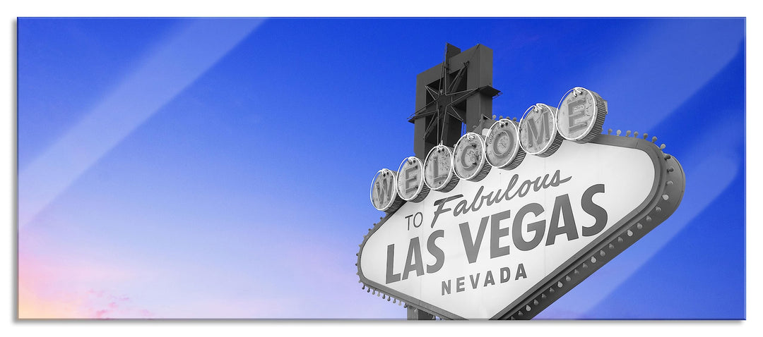 Glasbild Panorama | Wandbild aus Echtglas | tolles Las Vegas Schild | 120x50 cm | inkl. Aufhängung u