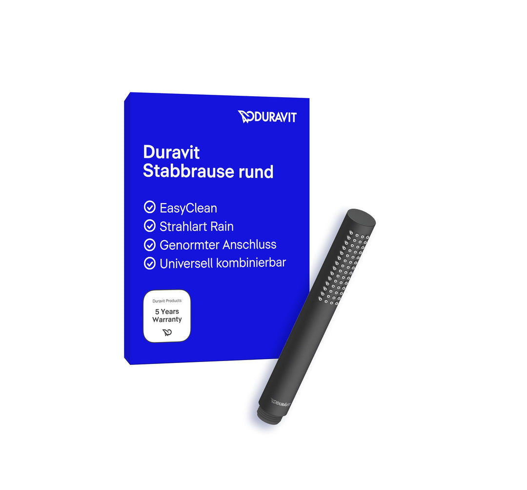 Duravit Universal Stabbrause, Duschkopf mit Strahlart Rain, Duschbrause rund, Handbrause mit reinigu