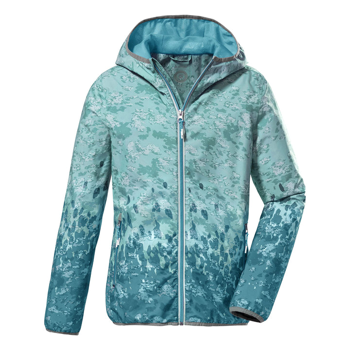 Killtec Mädchen Kos 165 Grls Jckt Funktionsjacke mit Kapuze, packbar, wasserdicht, aqua