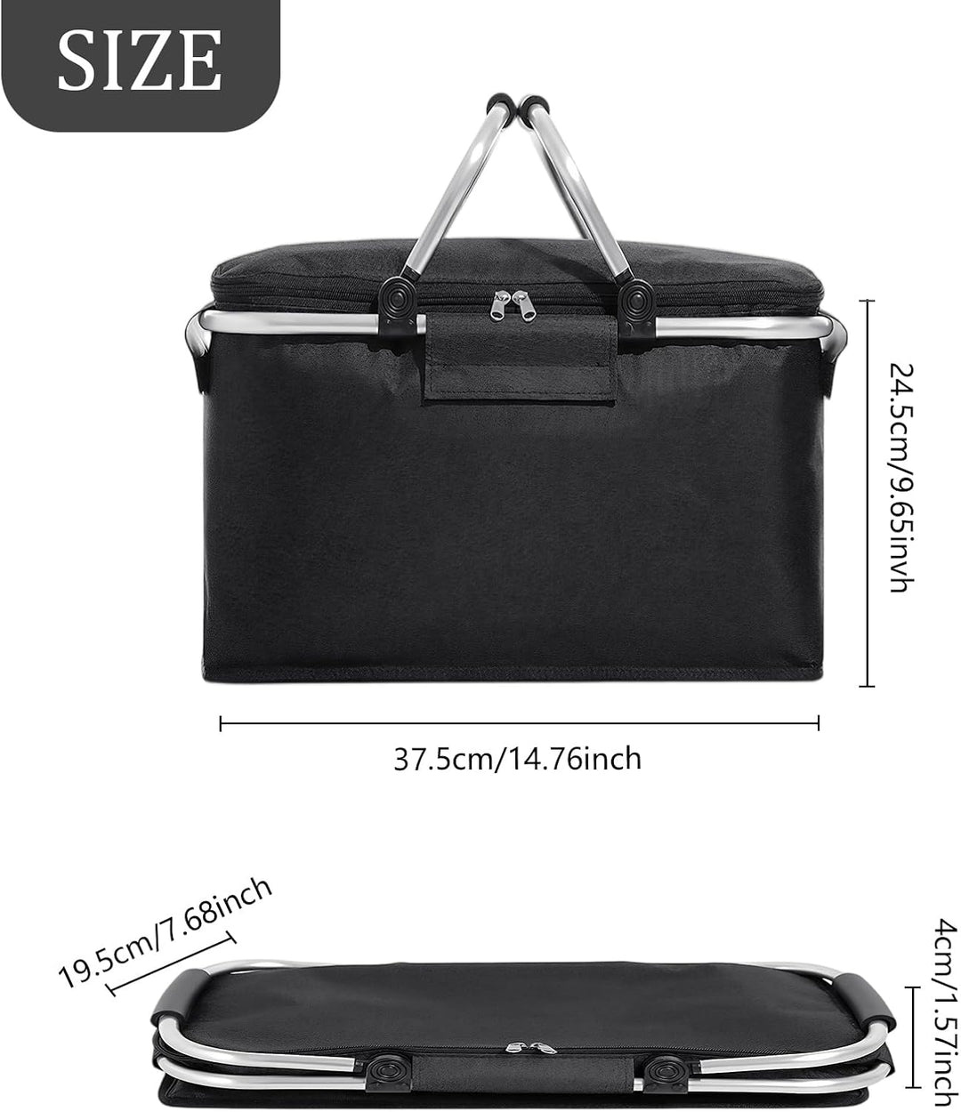 Faltbare Picknickkörbe, 20 L Grosse Kapazität Zusammenklappbare Kühltasche Isoliertasche Einkaufskör