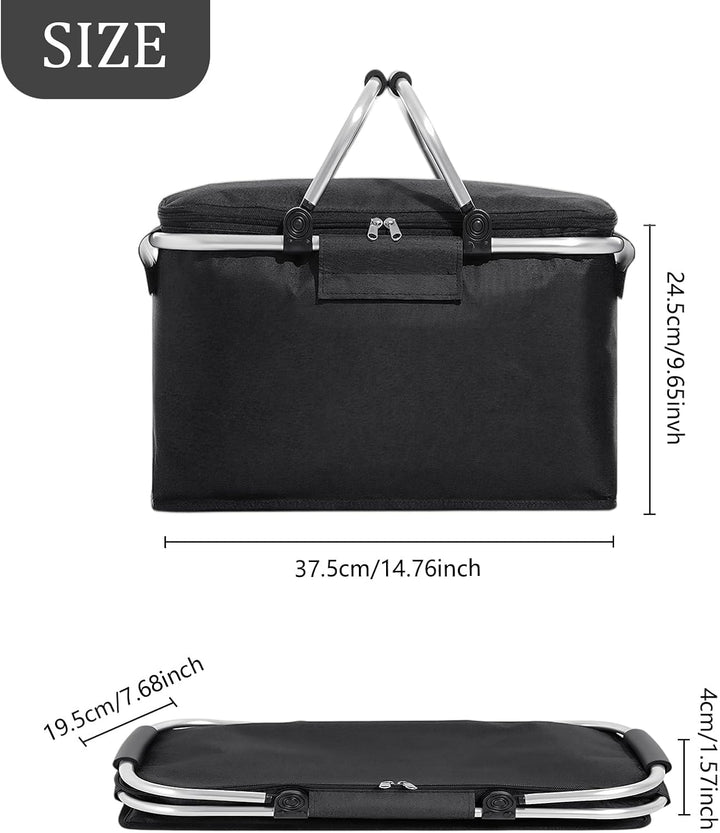 Faltbare Picknickkörbe, 20 L Grosse Kapazität Zusammenklappbare Kühltasche Isoliertasche Einkaufskör