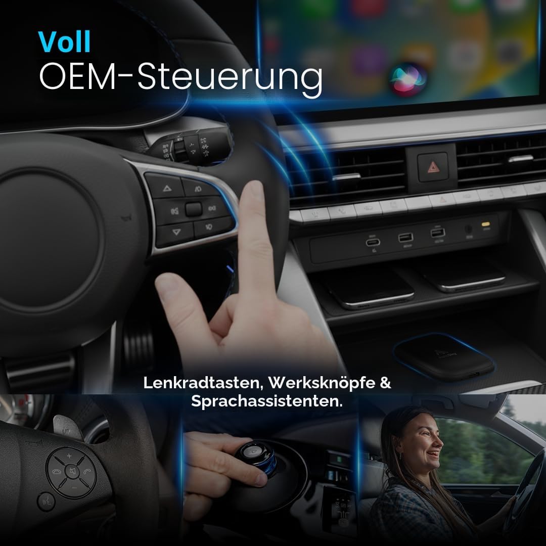 AutoSky Wireless CarPlay & Android Auto AI Box Lite – Für Fahrzeuge mit Wired CarPlay – Kabellos Car