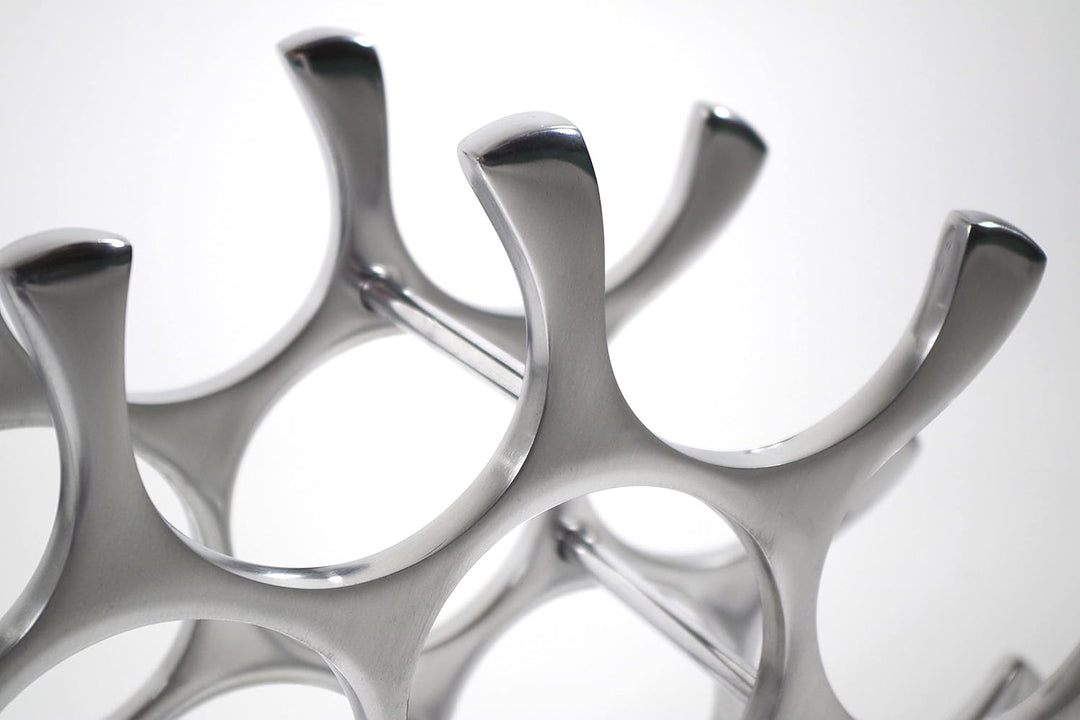 Kobolo Weinregal Circle, 76x14x37 cm, Silber, Metall-Aluminium, modernes & platzsparendes Flaschenre