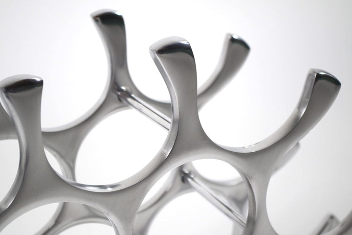 Kobolo Weinregal Circle, 76x14x37 cm, Silber, Metall-Aluminium, modernes & platzsparendes Flaschenre