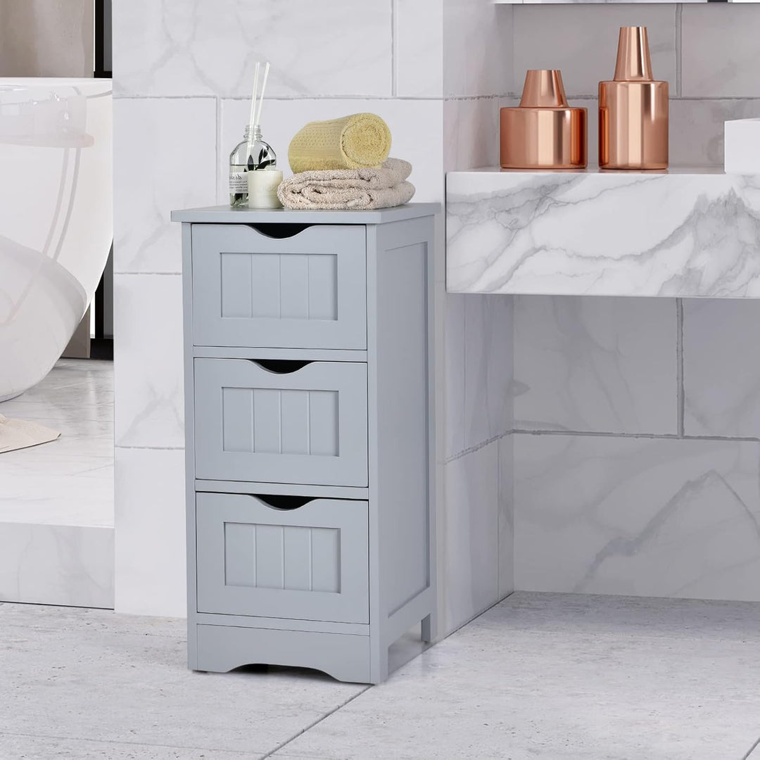 Giantex Badezimmerschrank mit Erde, selbsttragender Spaltenschrank, mit 4/3 Schubladen, Aufbewahrung
