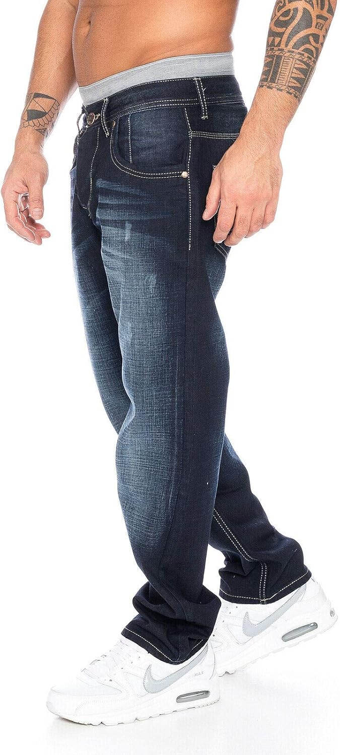 Rock Creek Herren Jeans Hose Denim Blau Straight-Cut Gerades Bein RC-2091 29W / 30L Blau, 29W / 30L
