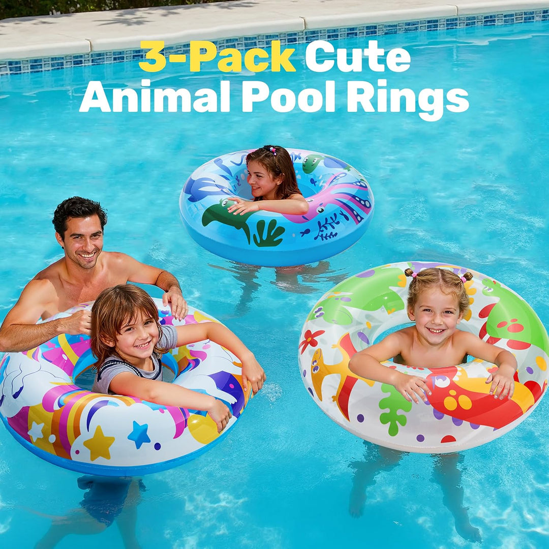 JOYIN 3 Pack Aufblasbarer Schwimmreifen mit Glitzern 32.5"/82.55cm, Schwimmring, Sommer Wasser Schwi