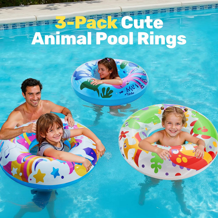 JOYIN 3 Pack Aufblasbarer Schwimmreifen mit Glitzern 32.5"/82.55cm, Schwimmring, Sommer Wasser Schwi