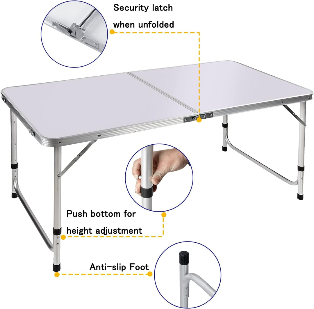 Klappbarer Esstisch aus Aluminium, rechteckig, für Haushalt, kleiner Wohnung, Wohnzimmer, Schlafsaal
