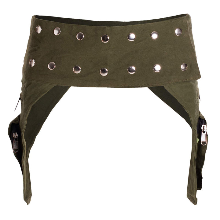 Vishes Hippie Pixie Doppel Holster Hüfttasche Bauchtasche Sidebag Gürtel-Tasche Damen Herren Olive,