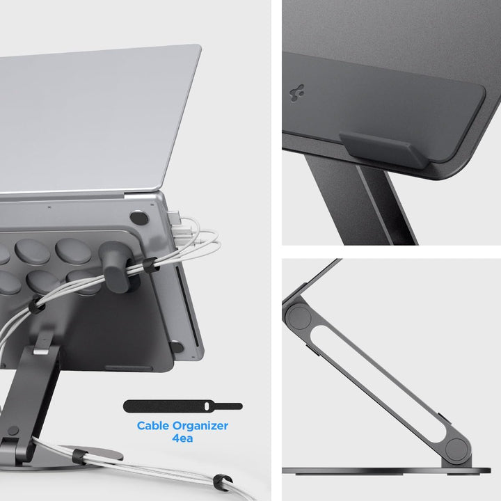 Spigen Laptop-Ständer, Höhenverstellbar & rutschfeste Silikonauflagen【inkl. 4X Klett-Kabelbinder, Ka