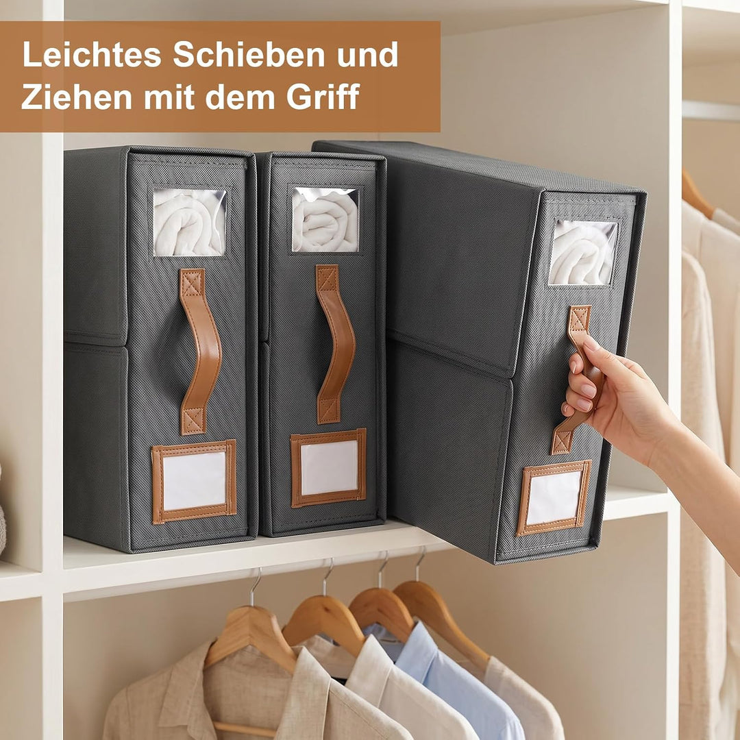 JIZZU 3 Stück Bettwäsche Aufbewahrung Organizer, 38 x 32 x 11,5 cm Unterbett Aufbewahrungsbox, Faltb