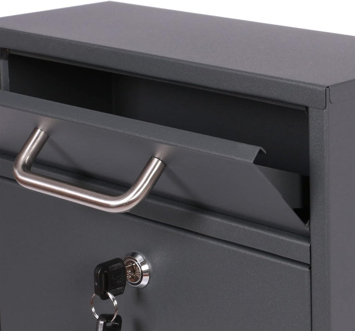 Briefkasten V51 in Anthrazit Postkasten abschliessbarer Wandbriefkasten mit Sichtfenstern Box, Anthr