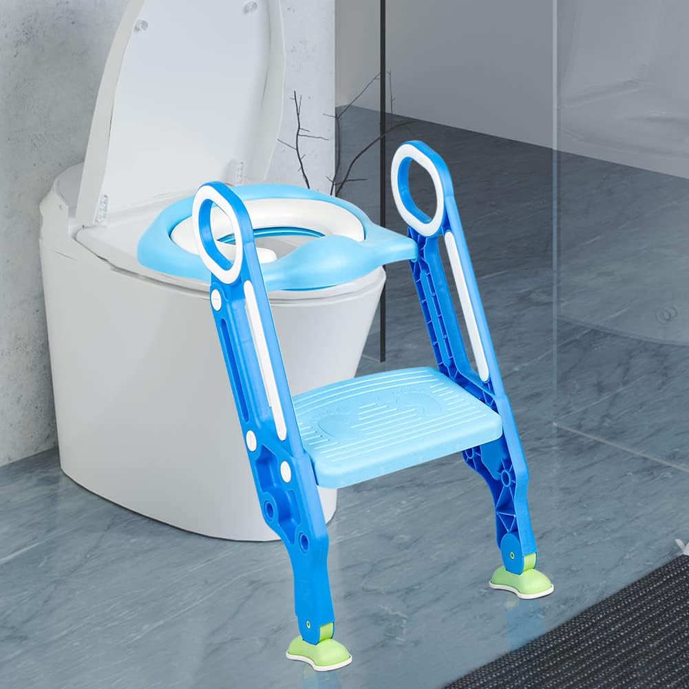 Toilettensitz für Kinder,Toilettensitz Toilettentrainer mit Treppe,Höhenverstellbar Faltbarer Toilet