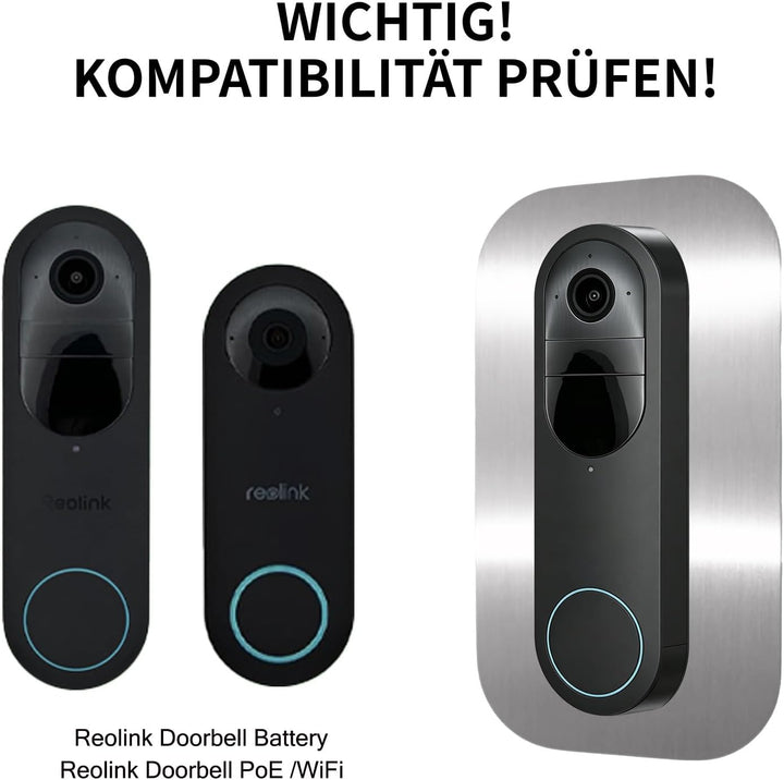 Edelstahl Blende für Reolink Video-Türklingel | Battery, 5MP, Ultra HD, 2K, 4MP, WiFi, PoE, Akku, Tü