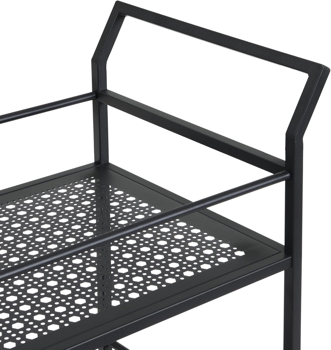 FineBuy Servierwagen Metall 79x45x83 cm mit Rollen & Bremsen, Küchenwagen 2 Ebenen, Barwagen & Rollw