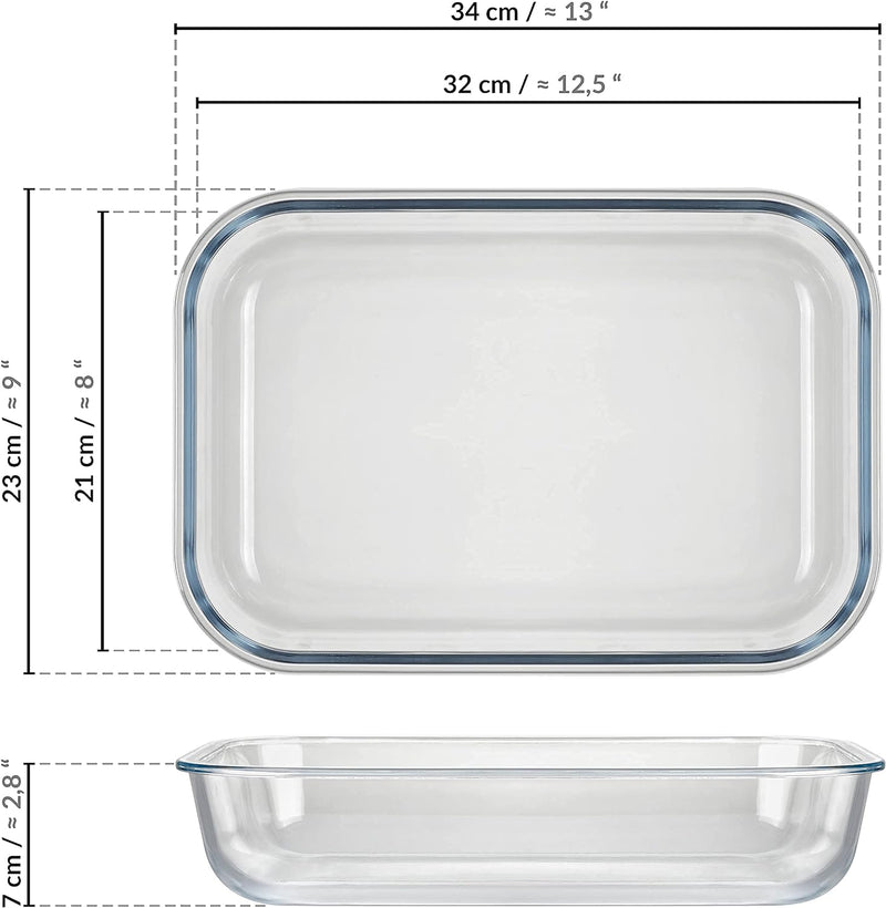 Grizzly XXL Glas Frischhaltedose, 3600 ml, luftdicht, rechteckig, Click-Verschluss, vielseitige Vorr