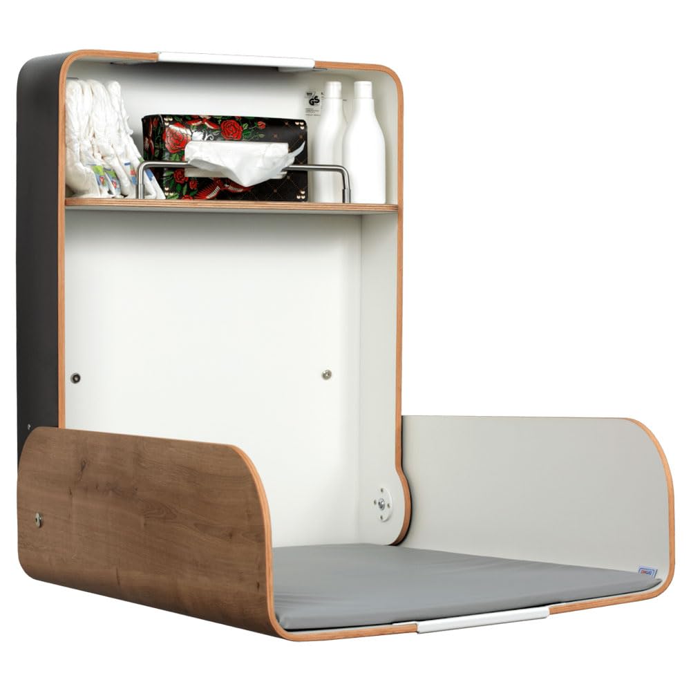 Wickeltisch Pamplona Eiche/Timkid Kawaform midi- klappbar als Wandwickeltisch, Formholz, Eiche, inkl
