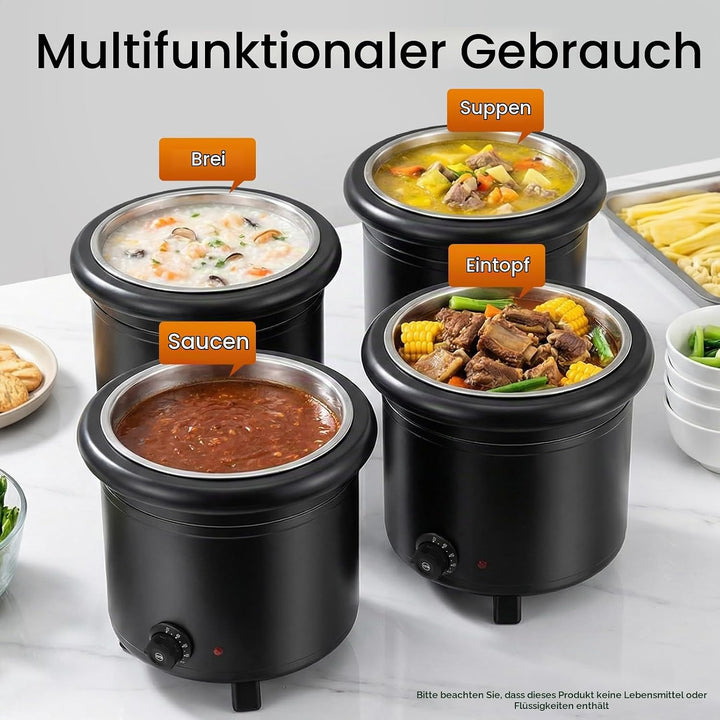 13 Liter Suppenkessel Elektrisch | 400W Grosses Speisenwärmer | Elektrischer Suppentopf mit Herausne