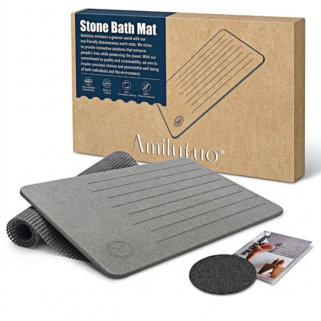 Amilutuo Badematte Stein, Diatomite Stone Bath Mat, rutschfeste Stein Badematte, Badematte Stein Sch