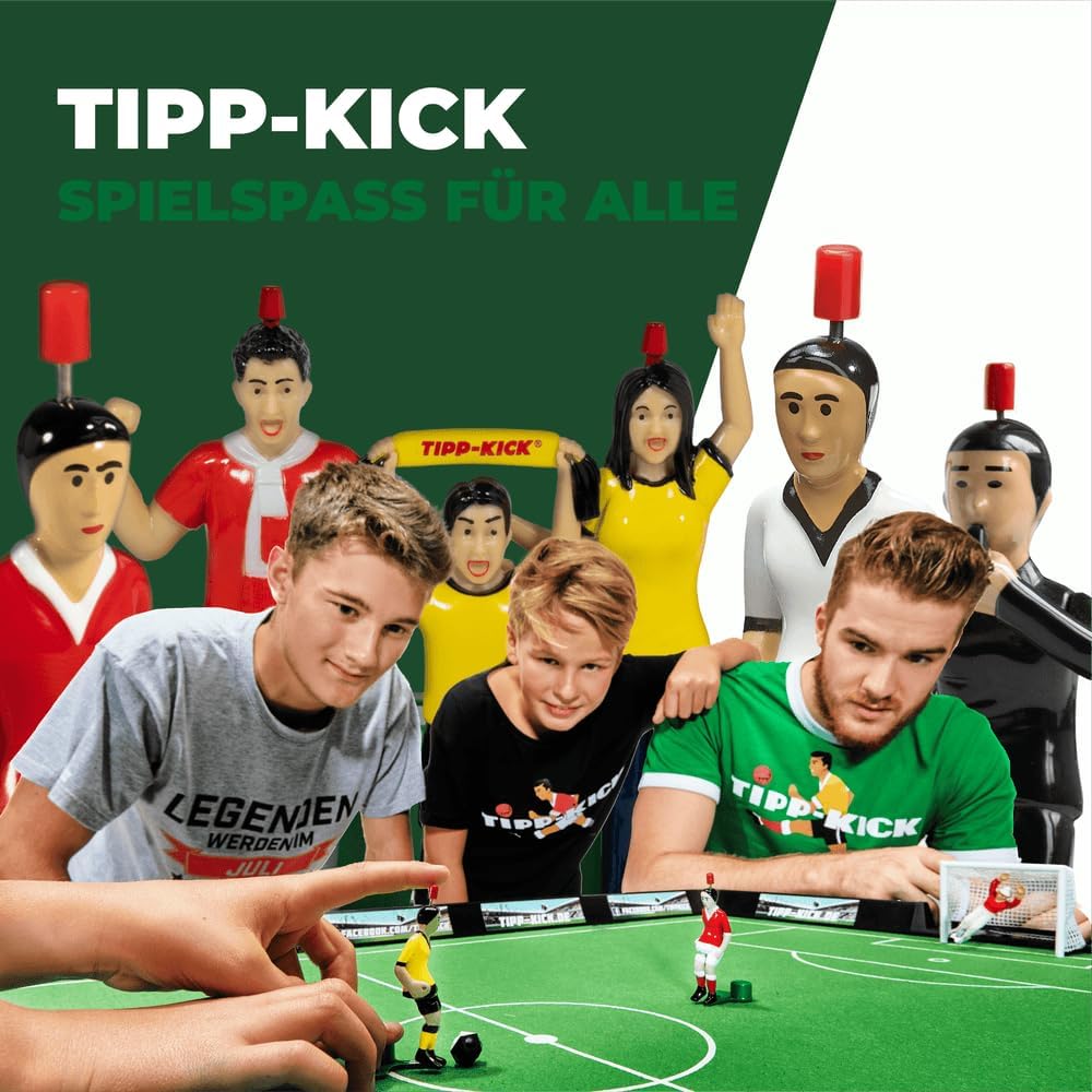 TIPP-KICK Cup 108x71 cm mit Bande – Das spielfertige Set mit 2X Spieler, 2X Torwart, 2X Netztor, 2X