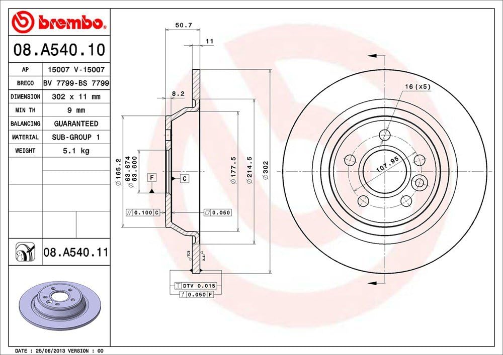 BREMBO 2 Bremsscheiben Bremsscheiben Rotoren 08.A540.11