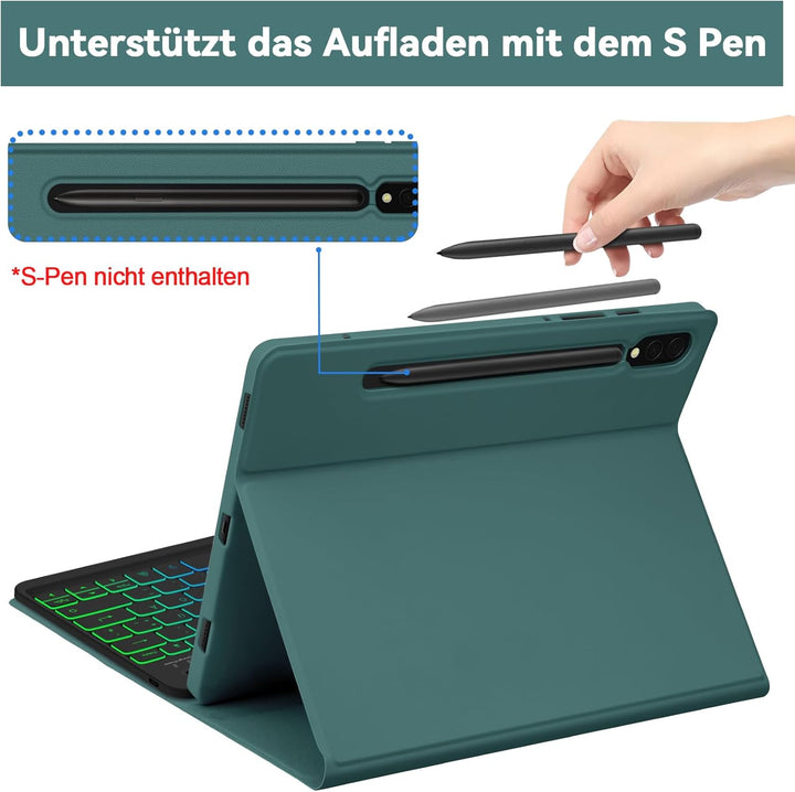 Bettdow für Samsung Galaxy Tab S10+/S10 Plus Tastatur Hülle, QWERTZ Layout Abnehmbarer Beleuchtete T