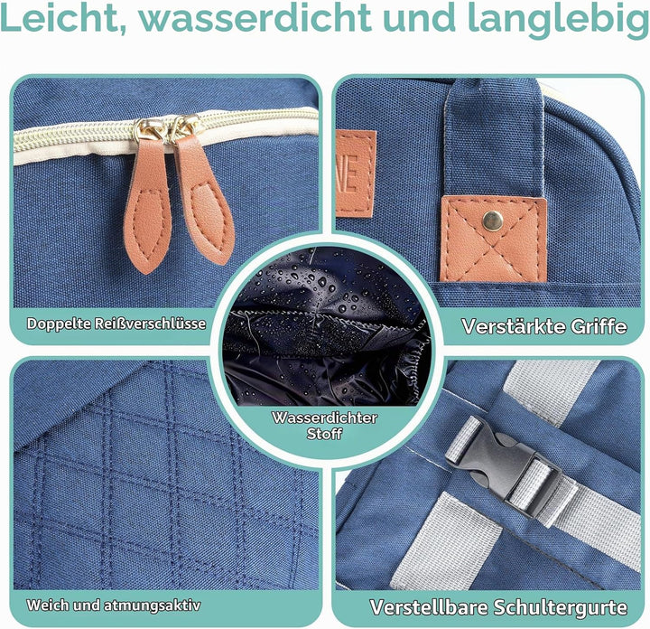 Wickeltasche Rucksack，Wickelrucksack Gross，Multifunktional Diaper Bag mit Mobiler Wickelauflage，Wass