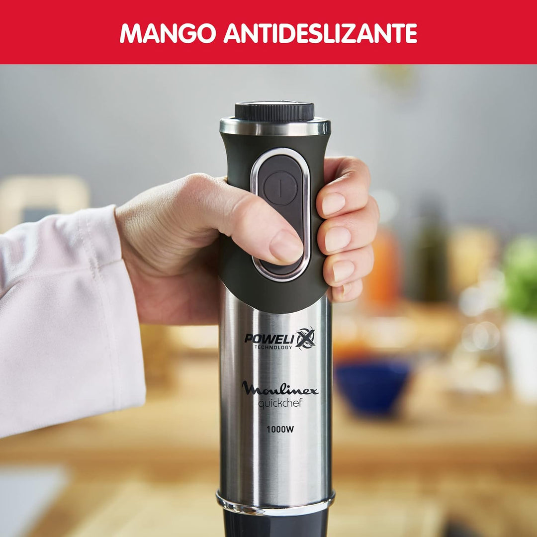 Moulinex DD6578 Quickchef 2-in-1 Stabmixer, 1000 W, Mixer mit Powelix-Technologie und 10 Geschwindig