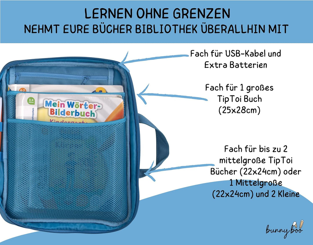 bunnyboo Tasche für TipToi - Platz für bis zu 8 Bücher - TipToi Starterset mit Einsatz für Tiptoi St