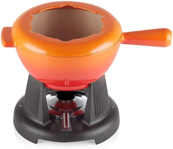 Le Creuset Gusseisen Käsefondue-Set, Inkl. 2 Griffen, Spritzschutz, Rechaud und 6 Fonduegabeln, 2 L