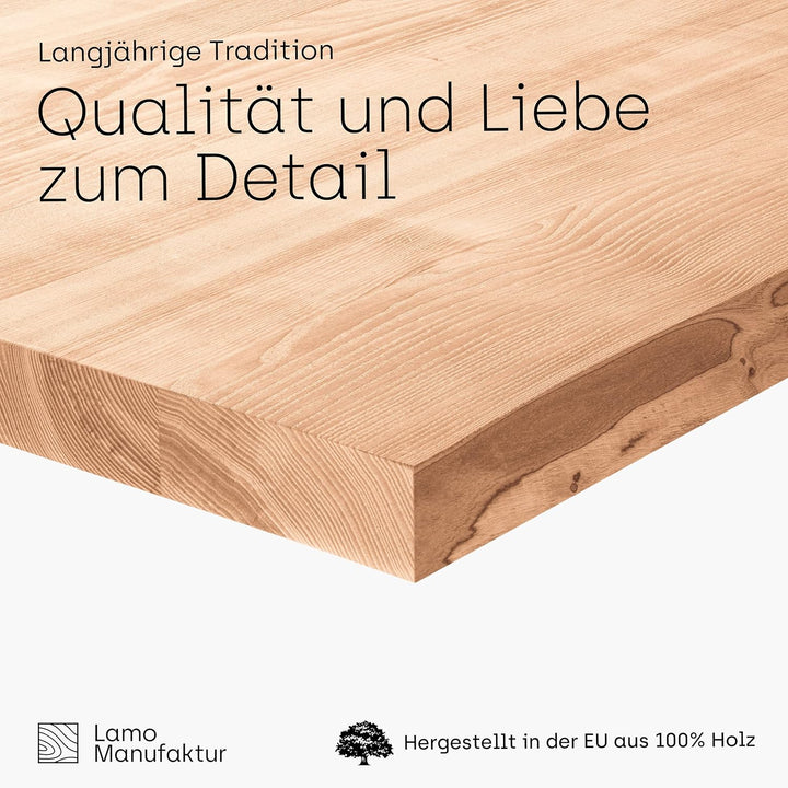 LAMO Manufaktur Holzplatte für Wohnzimmertisch Küchentisch Kücheninsel, Tischplatte Massivholz 100x6
