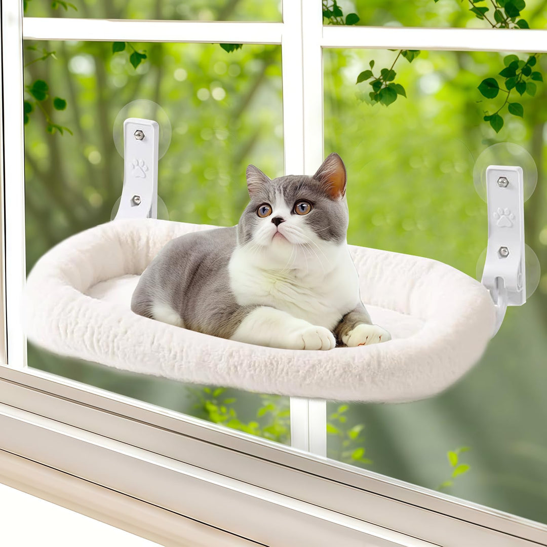 Cordless Katzen Hängematte, Katzen Fensterliege mit Saugnäpfen & Abnehmbarem Doppelseitiges Stoffpol