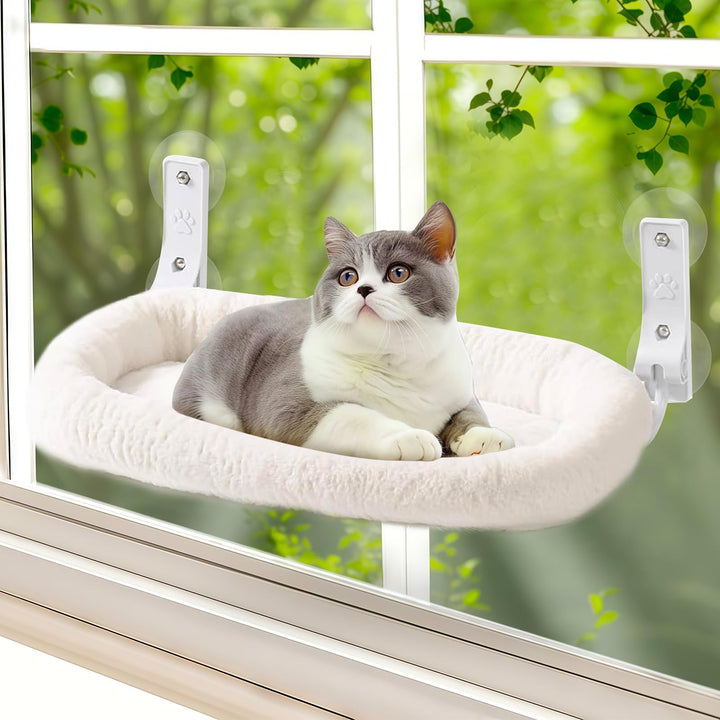 Cordless Katzen Hängematte, Katzen Fensterliege mit Saugnäpfen & Abnehmbarem Doppelseitiges Stoffpol