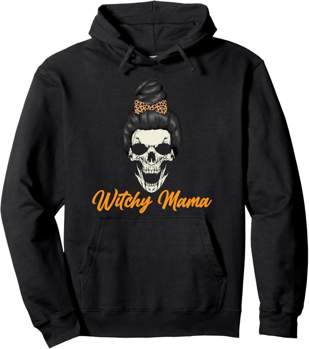 Witchy Mama - Spooky Halloween Skull Girl Pullover Hoodie