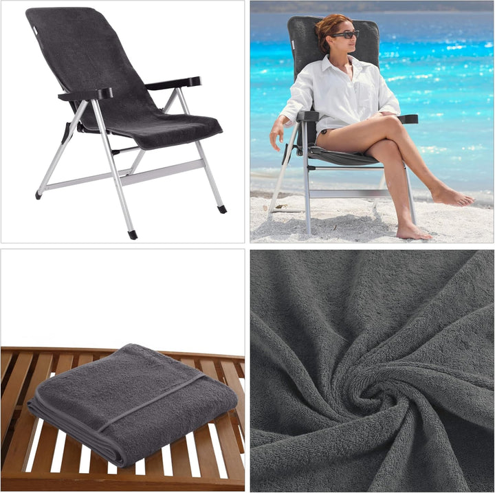 Frottee Schonbezug für Gartenstuhl - 130x60cm Bezug 100% Baumwolle Hochlehner Auflage Gartenstühle G