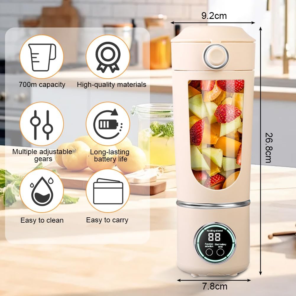 Tragbarer Mixer, 700 ml kleiner Smoothie Mixer, Mini-Standmixer mit 12 Edelstahlklingen und Digitala
