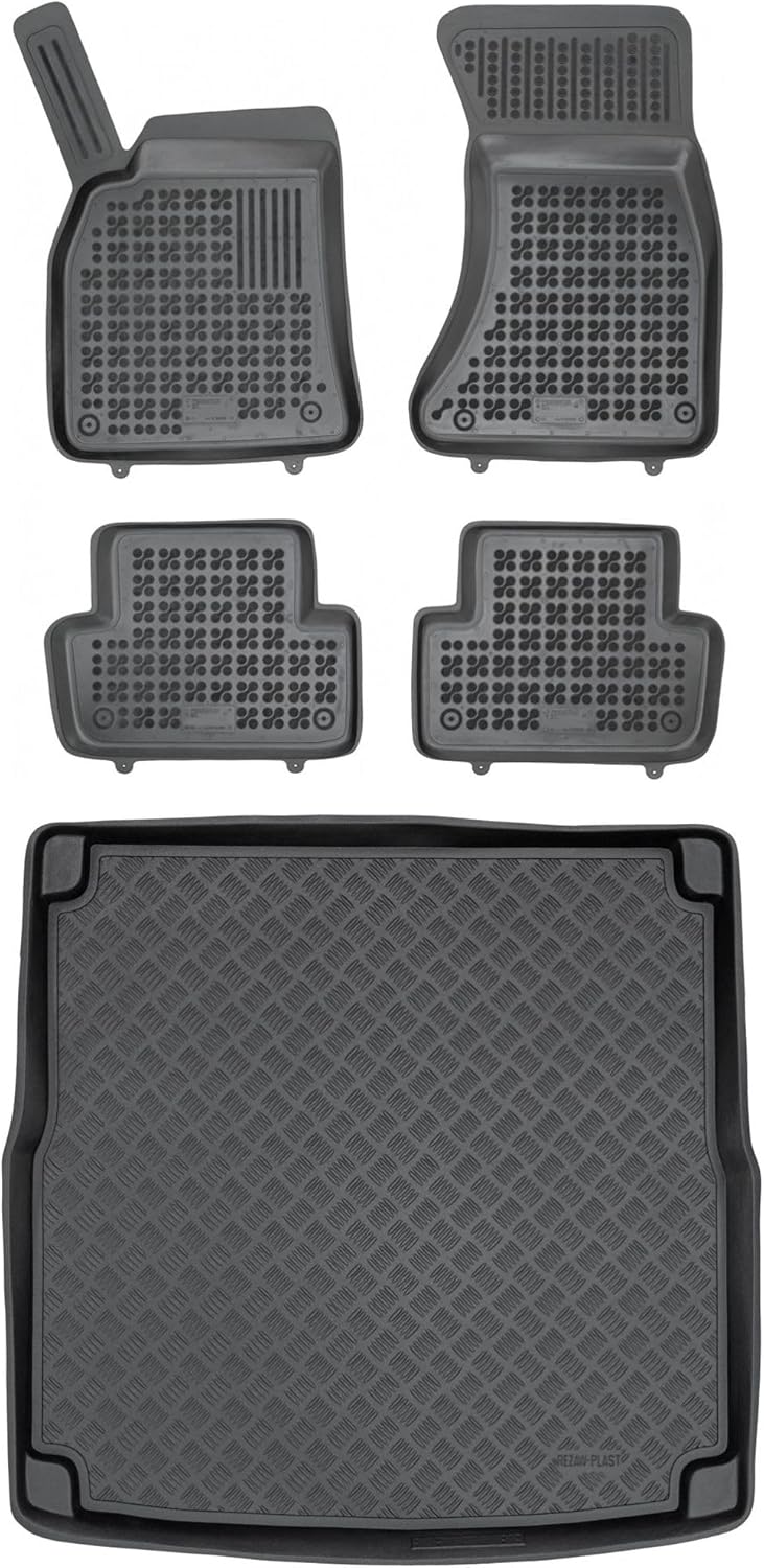 M MOTOS Satz Gummifussmatten und PE Kofferraumwanne für Audi A4 III B8 2008-2015 Verbessern Sie Ihre
